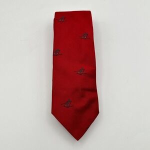 VTG L.L Bean Skiing Tie Mens Red Winter Snow Cross Country X-ing Silk Blend Luxe